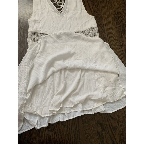 Free People Dress white a-line medium sleeveless tiered back tie crochet waist - Picture 11 of 14